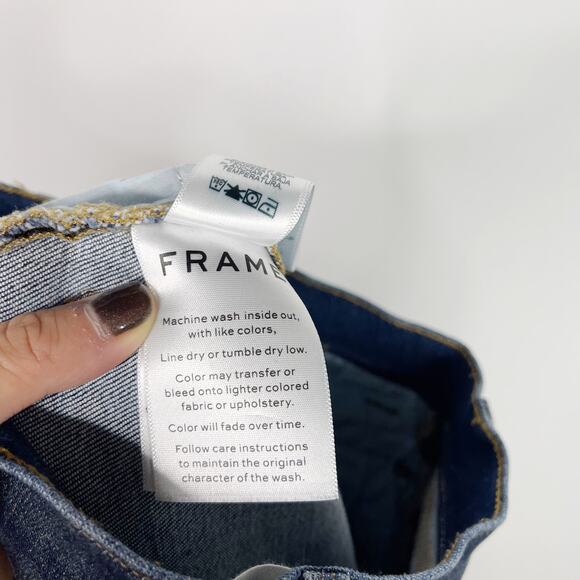 Frame Womens Size 24 Dark Wash Lomita Coated Skinny Jeans Cotton Modal Stretch - Picture 9 of 11